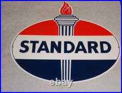 Vintage Standard Gasoline Torch & Flame 18 Porcelain Metal Gas Station Oil Sign
