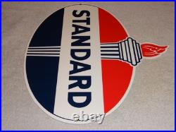Vintage Standard Gasoline Torch & Flame 18 Porcelain Metal Gas Station Oil Sign