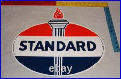 Vintage Standard Gasoline Torch & Flame 18 Porcelain Metal Gas Station Oil Sign