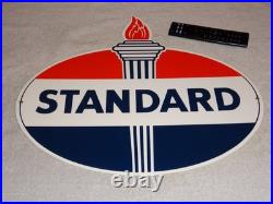 Vintage Standard Gasoline Torch & Flame 18 Porcelain Metal Gas Station Oil Sign