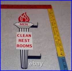 Vintage Standard Gasoline Torch Men Die-cut Restroom 13 Metal Oil Bathroom Sign