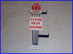 Vintage Standard Gasoline Torch Men Die-cut Restroom 13 Metal Oil Bathroom Sign