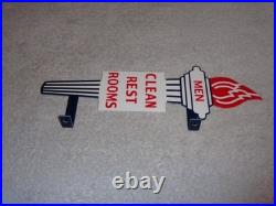 Vintage Standard Gasoline Torch Men Die-cut Restroom 13 Metal Oil Bathroom Sign