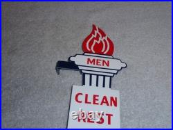 Vintage Standard Gasoline Torch Men Die-cut Restroom 13 Metal Oil Bathroom Sign