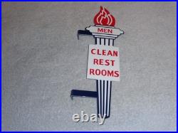 Vintage Standard Gasoline Torch Men Die-cut Restroom 13 Metal Oil Bathroom Sign