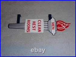 Vintage Standard Gasoline Torch Men Die-cut Restroom 13 Metal Oil Bathroom Sign