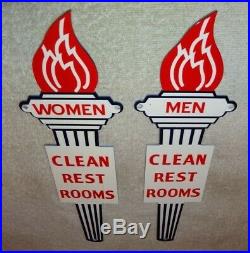 Vintage Standard Gasoline Torch Men & Women Die-cut Restroom 12 Metal Oil Sign