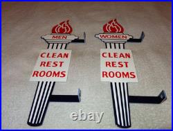 Vintage Standard Gasoline Torch Men & Women Die-cut Restroom 13 Metal Oil Sign