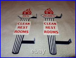 Vintage Standard Gasoline Torch Men & Women Die-cut Restroom 13 Metal Oil Sign