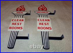 Vintage Standard Gasoline Torch Men & Women Die-cut Restroom 13 Metal Oil Sign