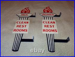 Vintage Standard Gasoline Torch Men & Women Die-cut Restroom 13 Metal Oil Sign