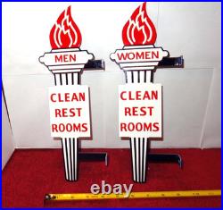 Vintage Standard Gasoline Torch Men & Women Die-cut Restroom 13 Metal Oil Sign