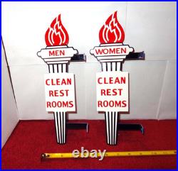 Vintage Standard Gasoline Torch Men & Women Die-cut Restroom 13 Metal Oil Sign