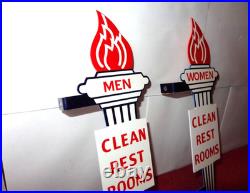 Vintage Standard Gasoline Torch Men & Women Die-cut Restroom 13 Metal Oil Sign