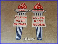 Vintage Standard Gasoline Torch Men +women Restroom 11 3/4 Porcelain Metal Sign