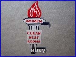 Vintage Standard Gasoline Torch Woman Restroom 13 Metal Gas & Oil Bathroom Sign