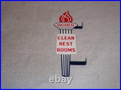 Vintage Standard Gasoline Torch Woman Restroom 13 Metal Gas & Oil Bathroom Sign