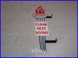 Vintage Standard Gasoline Torch Woman Restroom 13 Metal Gas & Oil Bathroom Sign