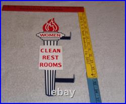 Vintage Standard Gasoline Torch Woman Restroom 13 Metal Gas & Oil Bathroom Sign