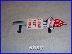 Vintage Standard Gasoline Torch Woman Restroom 13 Metal Gas & Oil Bathroom Sign