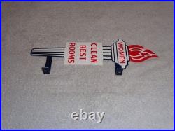 Vintage Standard Gasoline Torch Woman Restroom 13 Metal Gas & Oil Bathroom Sign