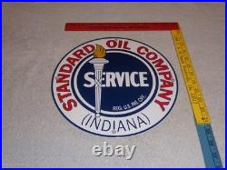Vintage Standard Oil Co. Gasoline Service Torch Indiana 1' Porcelain Metal Sign