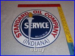 Vintage Standard Oil Co. Gasoline Service Torch Indiana 1' Porcelain Metal Sign
