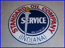 Vintage Standard Oil Co. Gasoline Service Torch Indiana 1' Porcelain Metal Sign