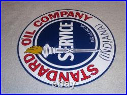 Vintage Standard Oil Co. Gasoline Service Torch Indiana 1' Porcelain Metal Sign