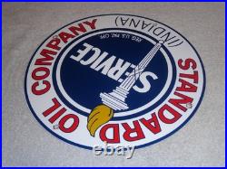 Vintage Standard Oil Co. Gasoline Service Torch Indiana 1' Porcelain Metal Sign