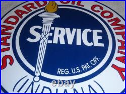 Vintage Standard Oil Co. Gasoline Service Torch Indiana 1' Porcelain Metal Sign
