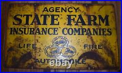 Vintage State Farm Insurance Fire Life Auto Automobile Metal Advertising SIGN