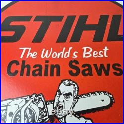 Vintage Stihl Chainsaw Sign Porcelain Metal Store Display Advertising Gas Sign