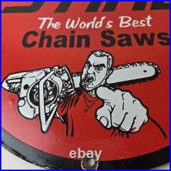 Vintage Stihl Chainsaw Sign Porcelain Metal Store Display Advertising Gas Sign