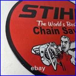 Vintage Stihl Chainsaw Sign Porcelain Metal Store Display Advertising Gas Sign