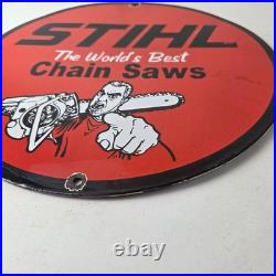 Vintage Stihl Chainsaw Sign Porcelain Metal Store Display Advertising Gas Sign