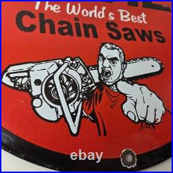 Vintage Stihl Chainsaw Sign Porcelain Metal Store Display Advertising Gas Sign