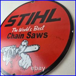 Vintage Stihl Chainsaw Sign Porcelain Metal Store Display Advertising Gas Sign