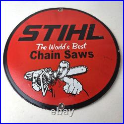 Vintage Stihl Chainsaw Sign Porcelain Metal Store Display Advertising Gas Sign