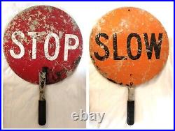 Vintage Stop & Slow Sign Traffic Sign Wall Hanging Art Rustic Industrial