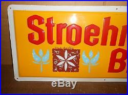 Vintage Stroehmann Bread Embossed Metal Sign 12 X 30 inches