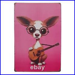 Vintage Style Dog with Guitar classic Decorative Tin Sign Wall Art 12 x 8