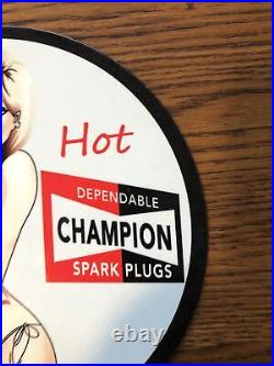 Vintage Style Heavy Metal Porcelain/enamel Champion Spark Plug Pinup Sign 10