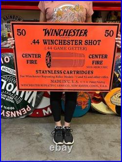 Vintage Style Metal Rafter Sign Winchester 2 Sided NOT Porcelain 34x24 Made USA