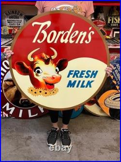 Vintage Style Metal Sign 2 Sided Fresh Milk NOT Porcelain 32x32 Made USA