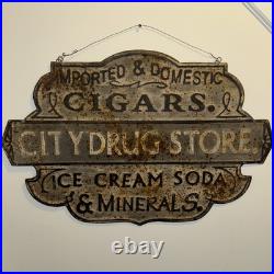 Vintage Style Metal Sign City Drug Store NOT Porcelain 39x26 Made in USA