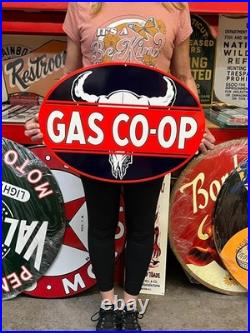 Vintage Style Metal Sign Co-Op Gasoline NOT Porcelain 22x16 Made USA