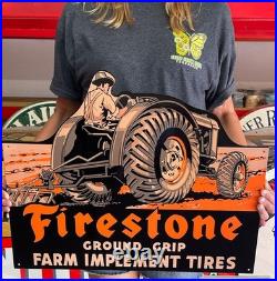 Vintage Style Metal Sign Firestone Farm Tires NOT Porcelain 24x20 Made in USA