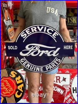 Vintage Style Metal Sign Ford Service Parts NOT Porcelain 24x18 Made USA