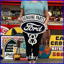 Vintage Style Metal Sign Ford V8 Parts NOT Porcelain 22x16 Made USA